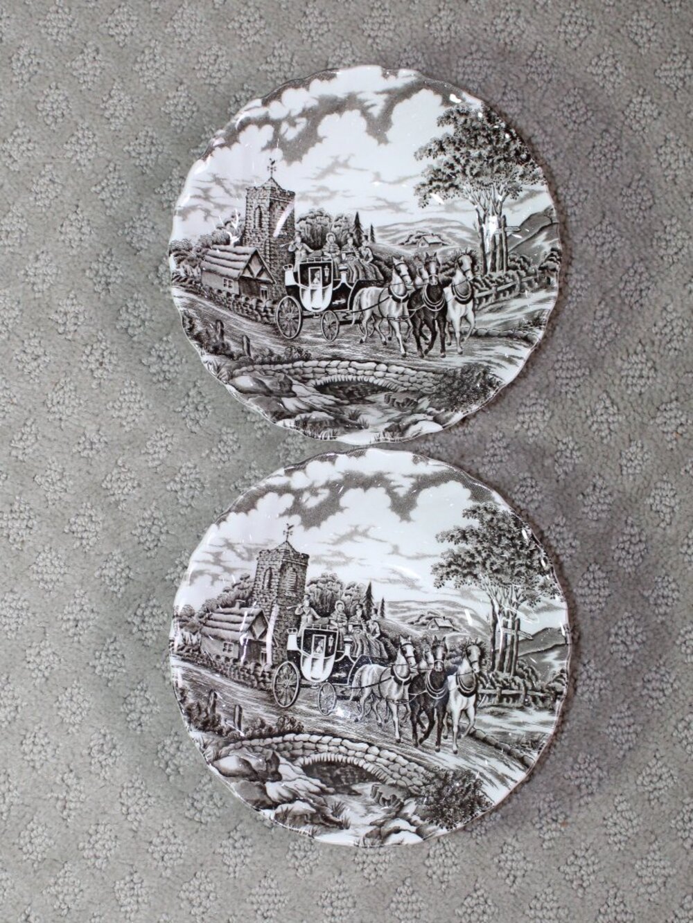 Set of 2 Royal Mail Staffordshire Ware Brown & White Cereal 6.25" Bowls